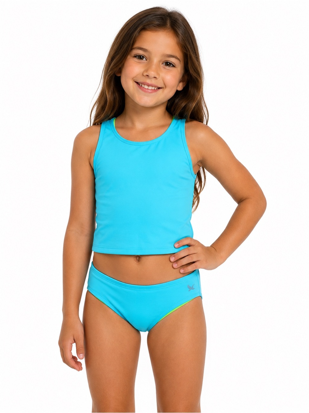 Eddie Bauer Kids 2-Piece Swimsuit Set – Turquoise/Lime Green – Size M (10/12)